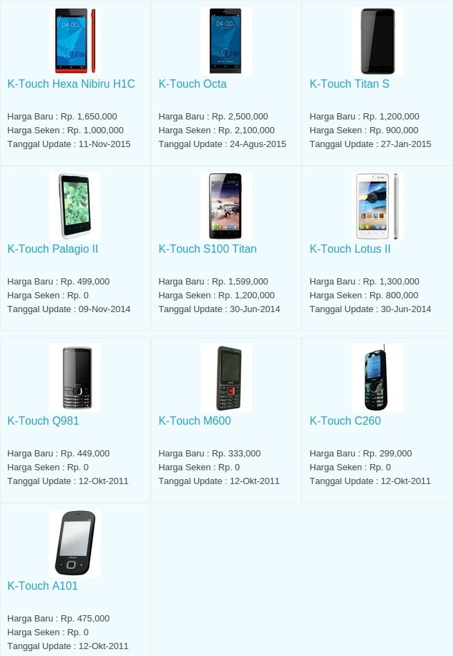Daftar Harga Hp Terbaru K-Touch Mei 2016 Daftar Harga Hp Terbaru K-Touch Mei 2016