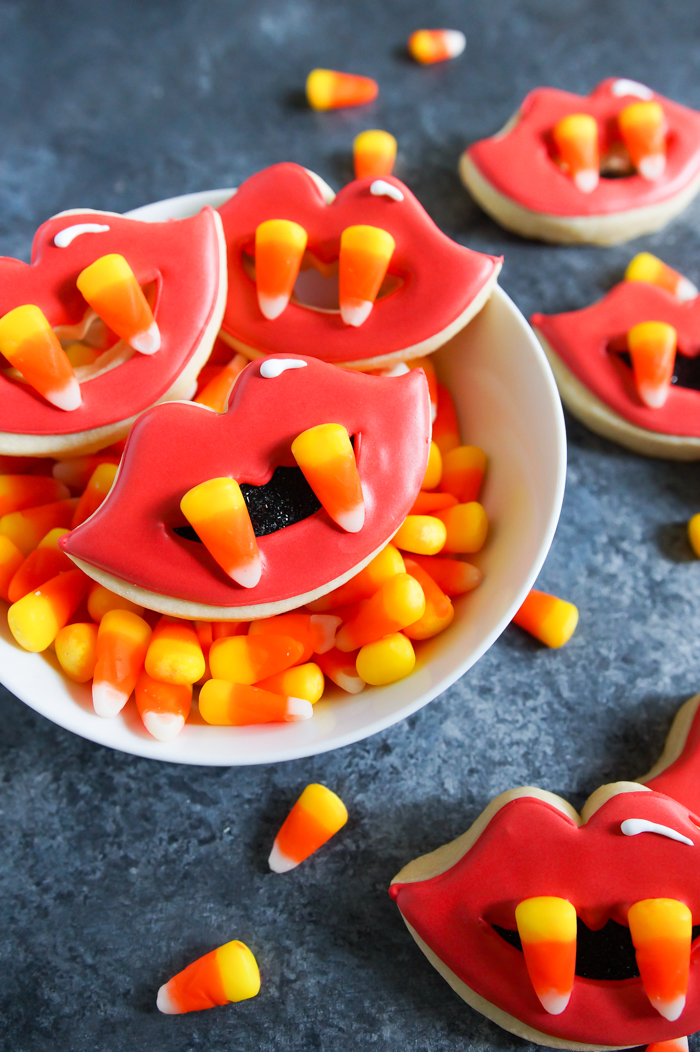 Candy Corn Fang Halloween Cookies Bake at 350°