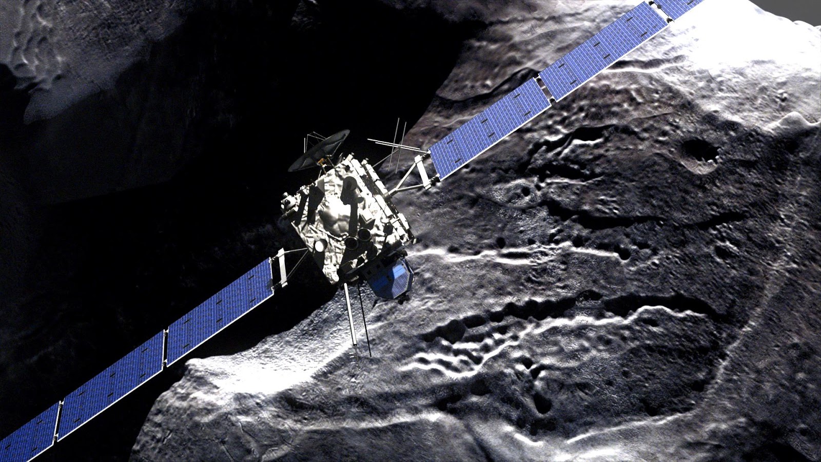 Hình minh họa về phi thuyền Rosetta trong phim "Chasing A Comet – The Rosetta Mission". Hình minh họa về phi thuyền Rosetta trong phim "Chasing A Comet – The Rosetta Mission".