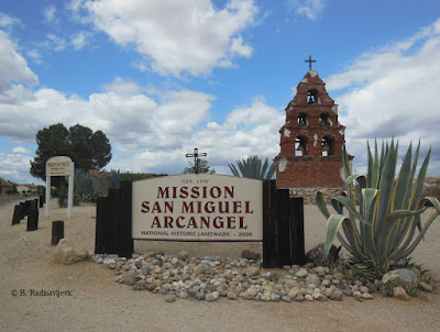Mission San Miguel Sign with Belfry in Background, © B. Radisavljevic 