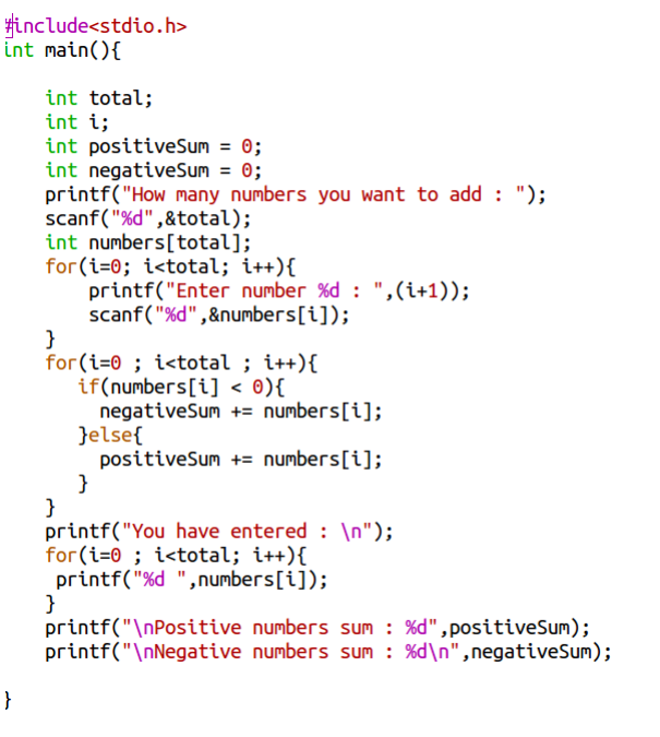 The sum of positive square elements in an array ~ College Term Work Blog
