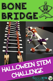 Halloween STEM Challenge: Bone Bridge is an engaging, collaborative, hands-on activity to keep students focused on learning before or after they say trick-or-treat! 