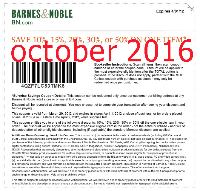 Coupon barnes and noble 2018