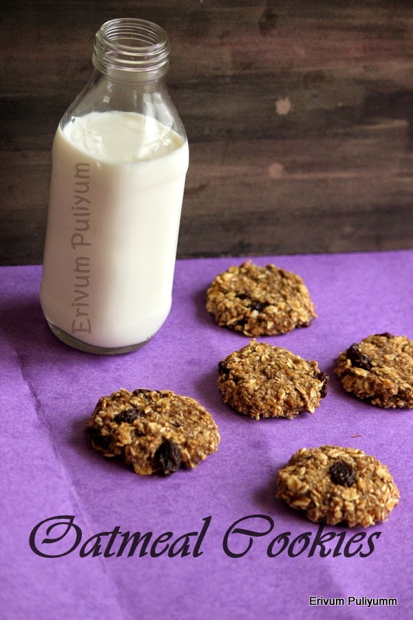 Erivum Puliyum Oatmeal Cookies (No Sugar & Butter) Chewy Cookies