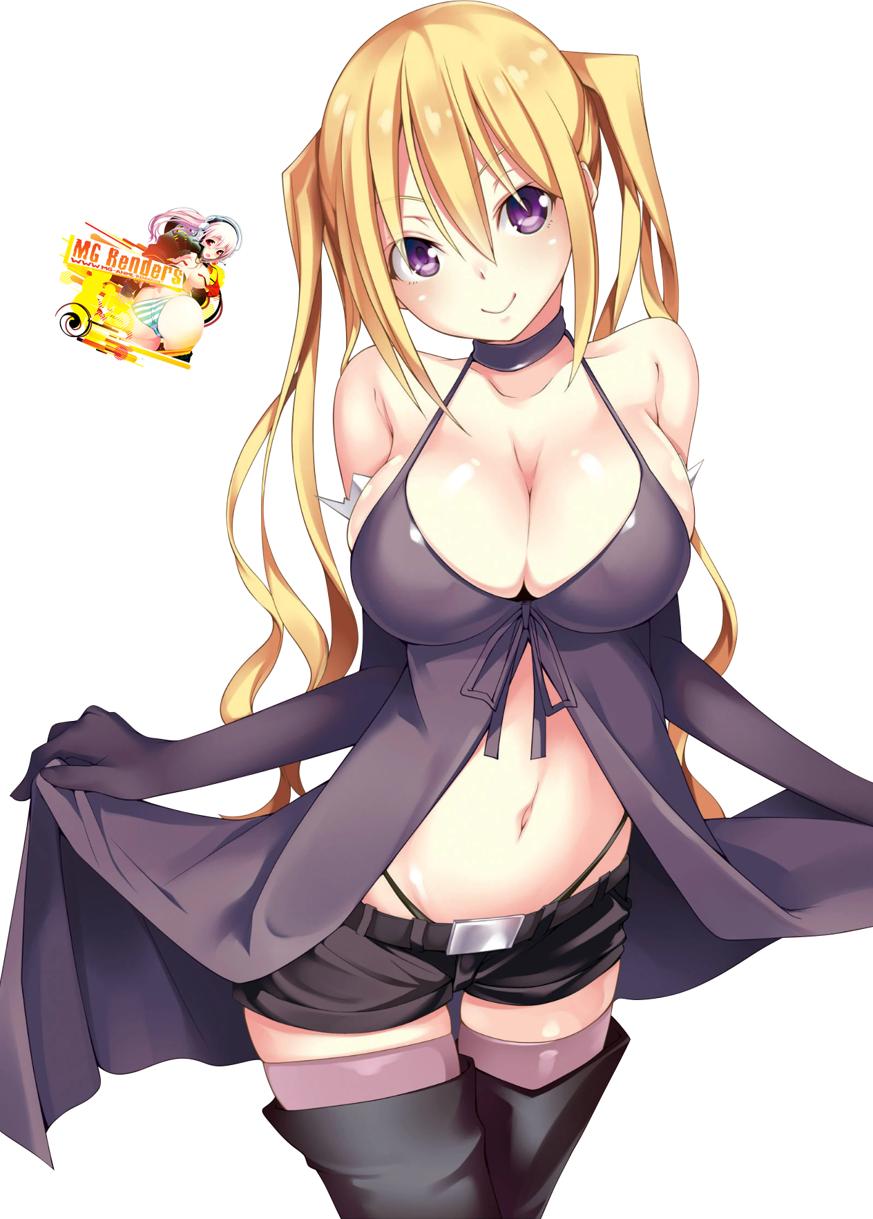 Large Breasts,Lieselotte Sherlock,Thigh Highs,Trinity Seven,Twintails,Rende...