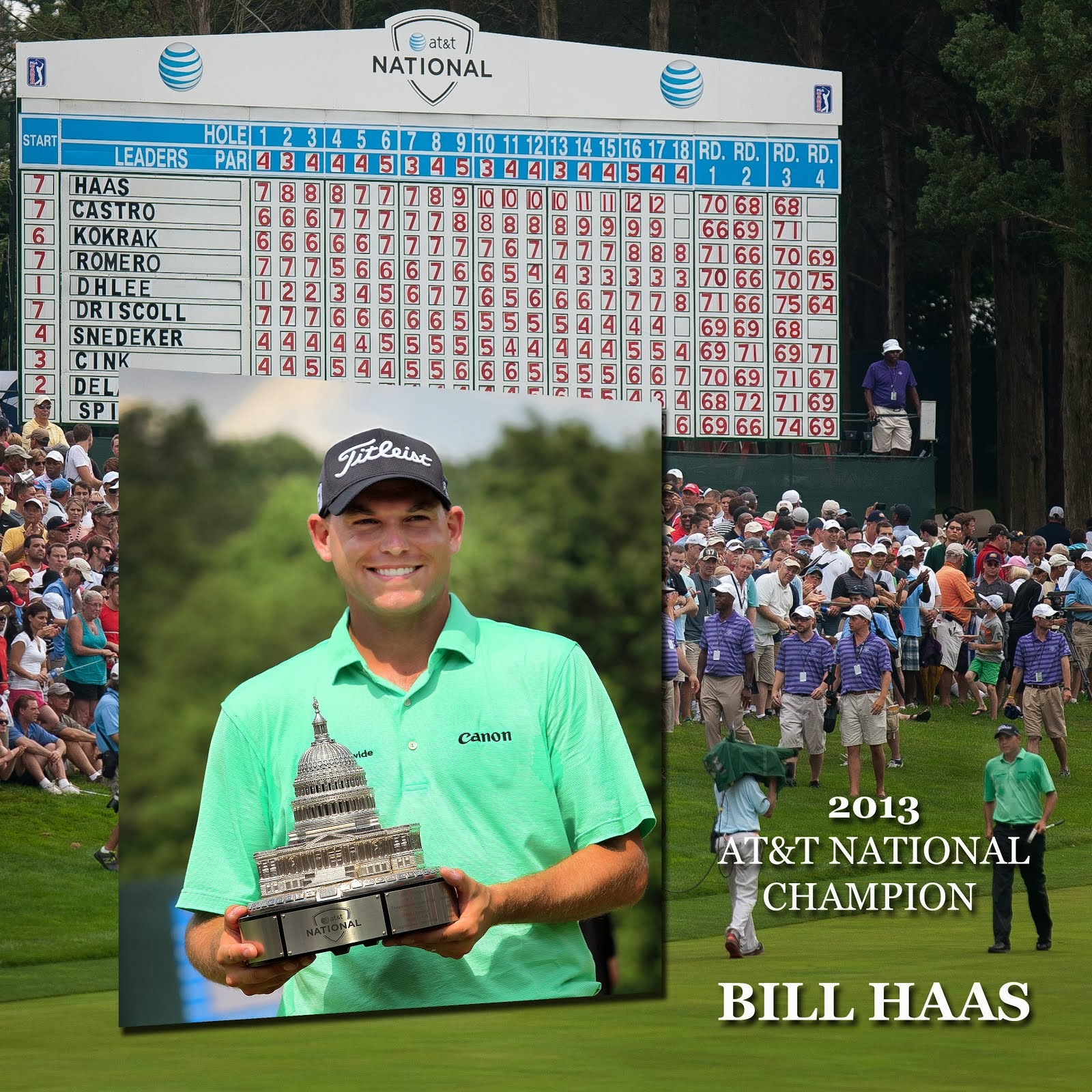 Bill Haas taking the walk down 18 to get the trophy!