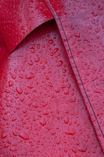 raindrops on red canvas