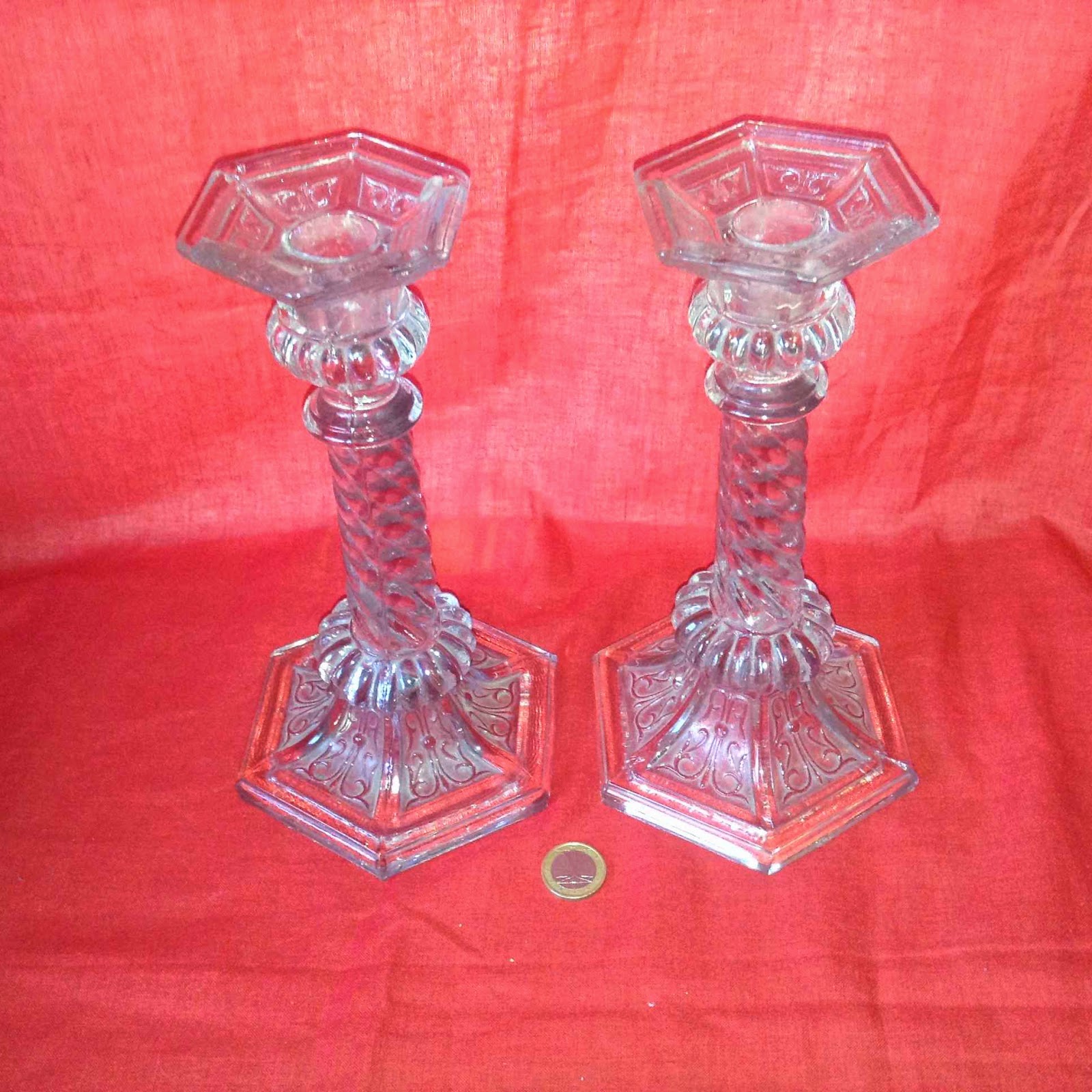 PAREJA DE CANDELABROS DE CRISTAL Objetos y diseños Retro, Vintage