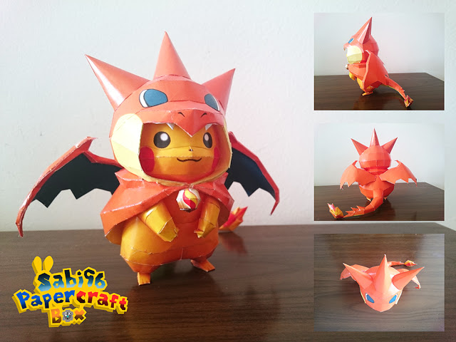 Papercraft Pokemon Pikachu In Charizard Costume Papercraft Pokemon Pikachu In Charizard Costume