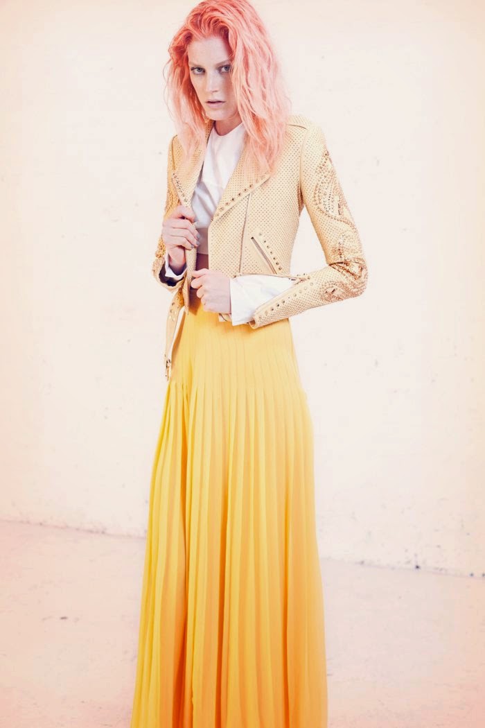 Dutch model Quinta Witzel wearing pastels in Nylon magazine editorial