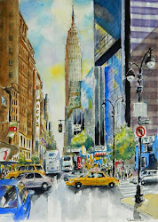 watercolor york street painting decor scene 8th streets st paintings 34th cities prints ave landscape giclee archival paint watercolors copy