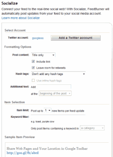 Update Twitter from feedburner