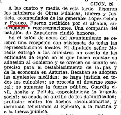¿Qué pensarían los de Potemos si se enteran que quien controló la rebelión de octubre de 1934 en Asturias en defensa de la República fue el general Franco? La Vanguardia, 27 octubre de 1934 ¿Qué pensarían los de Potemos si se enteran que quien controló la rebelión de octubre de 1934 en Asturias en defensa de la República fue el general Franco? La Vanguardia, 27 octubre de 1934