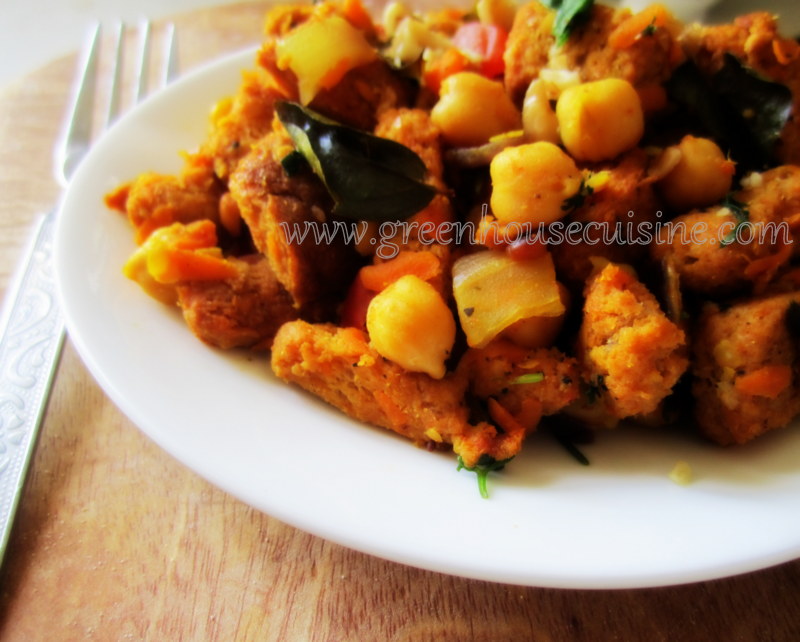 Cook with Esh Bread upma /savory bread pudding with chickpeavegan recipe