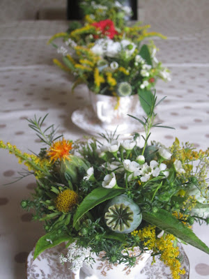 teacup arrangements for a golden wedding