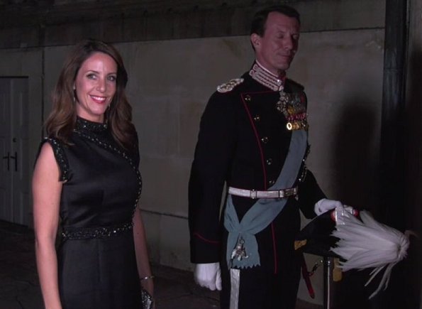 Crown Princess Mary wore David Andersen gown, carried Carlend Copenhagen clutch. Princess Marie wore Bally shoes