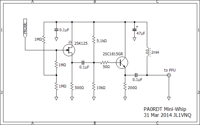 Pa0rdt Mini Whip Schematic