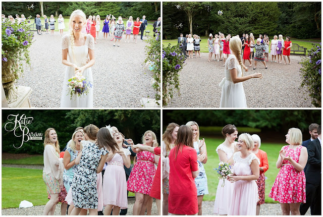bouquet toss, eshott hall, eshott hall wedding, morpeth wedding, katie byram photography, vintage wedding