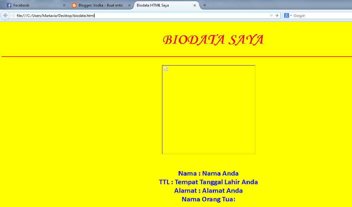 Cara Membuat Biodata Html List Of Cara Membuat Biodata Diri Dengan Html ...