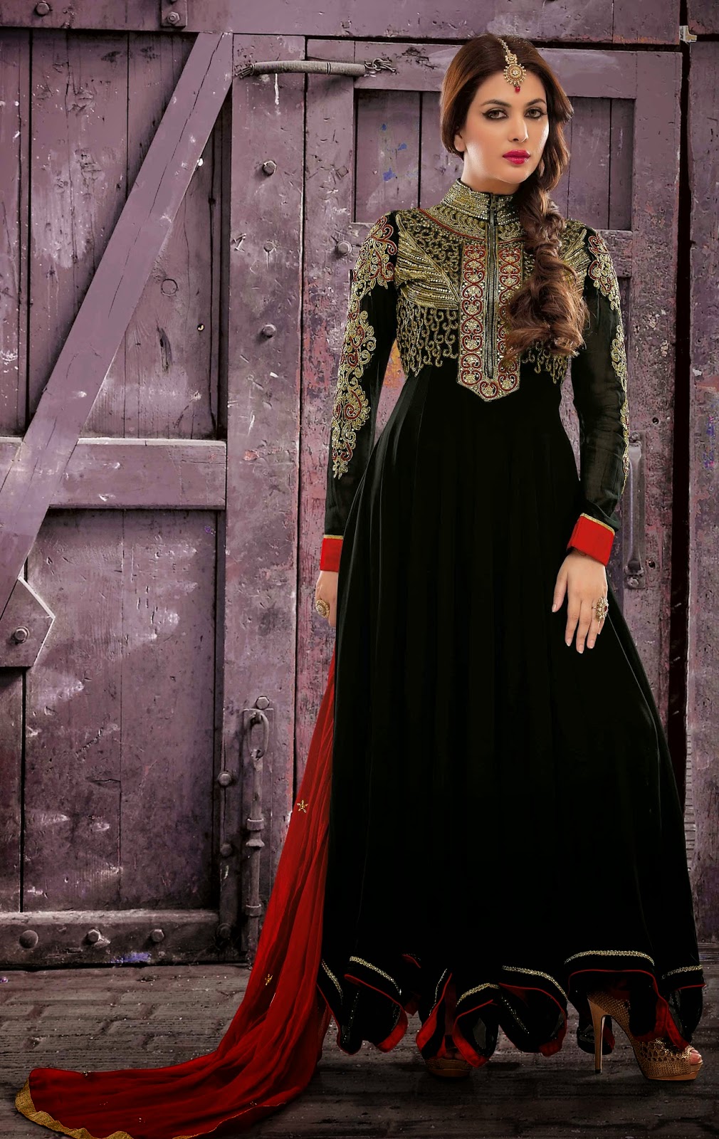 Faux Georgette Black Designer Embroidery Anarkali Suit with Dupatta 
