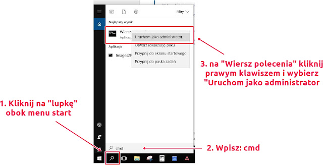 jak uruchomić wiersz polecenia w windows 10 - cmd