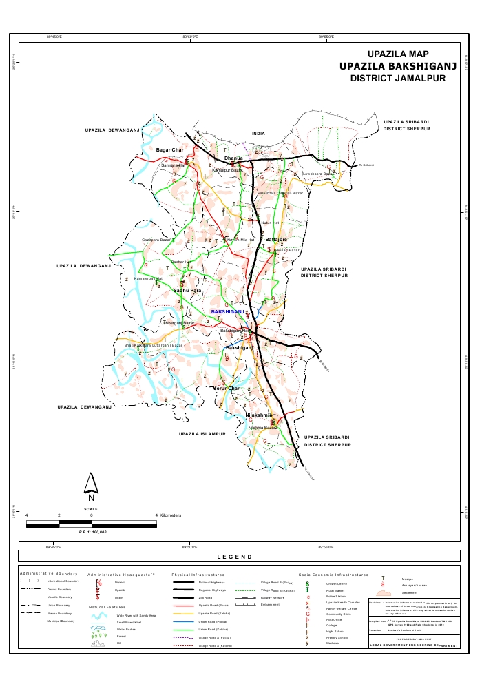 Bakshiganj Upazila Map Jamalpur District Bangladesh