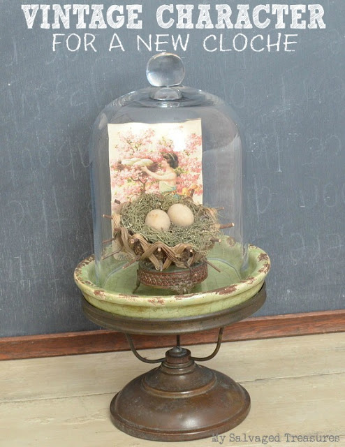 How to Add Vintage Character to a New Cloche - MySalvagedTreasures.com make a new cloche with old lamp parts