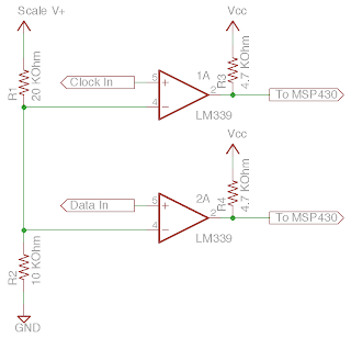 Circuit that interfaces one digital scale to MSP430