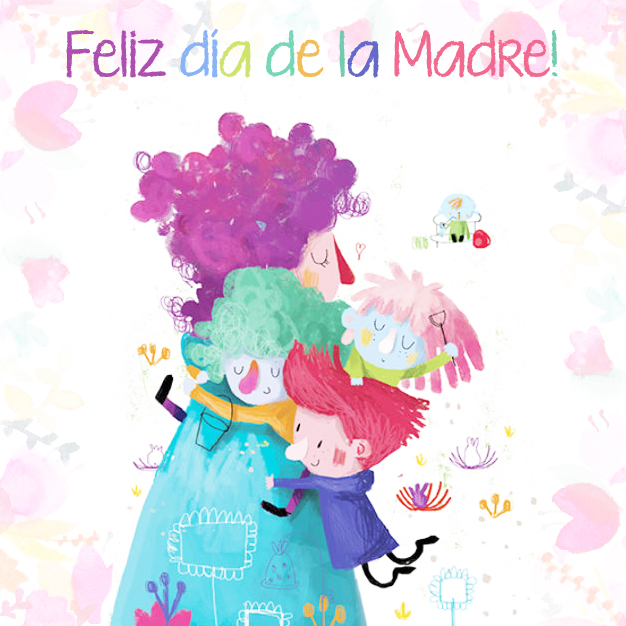 tarjeta dia de la madre ilustracion mama y niños