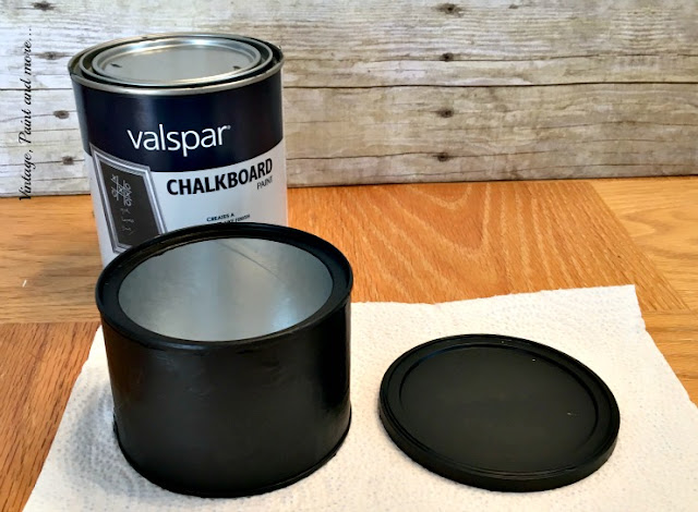 cashew can after 3 coats of black chalkboard paint