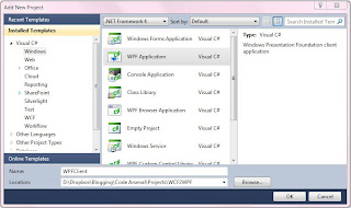 Add New Project - WPF Client