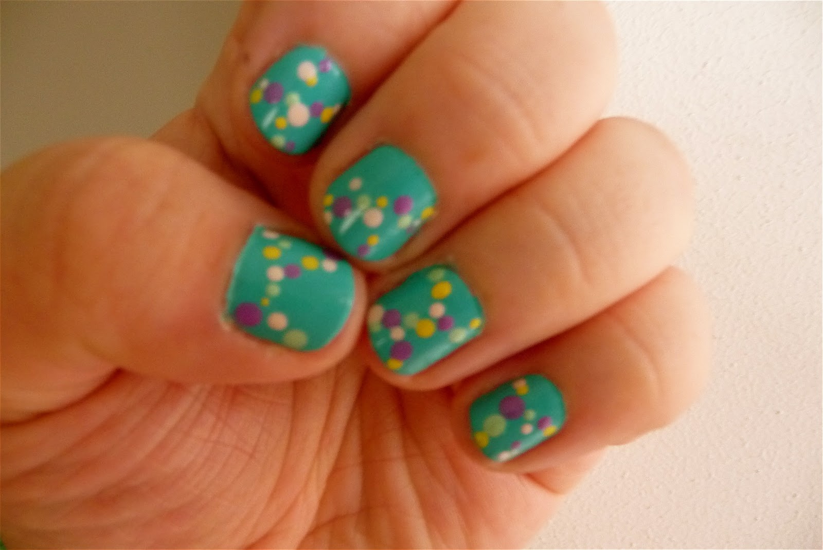 Glitter Water DIY Nail Art Spotted Easter Nails