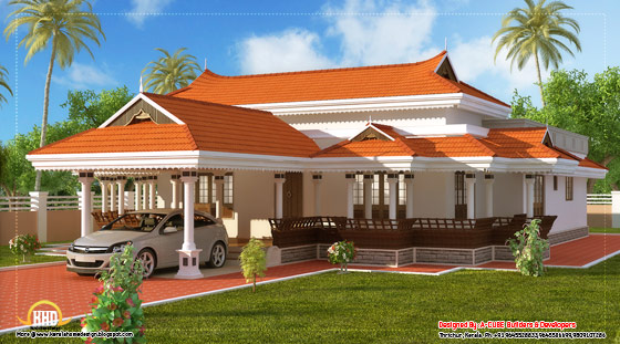 View 2 of Kerala model house design - 2292 Sq. Ft. (213 Sq. M.) (255 Square Yards) - March 2012
