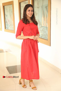 Actress Lavanya Tripathi Latest Pos in Red Dress at Radha Movie Success Meet  0043
