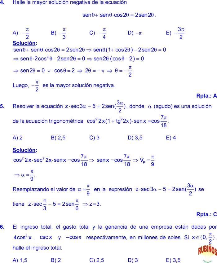 ECUACIONES TRIGONOMÉTRICAS EJERCICIOS RESUELTOS PDF