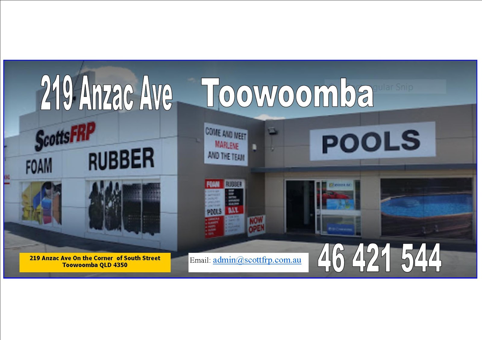 219 Anzac Ave Toowoomba Pool Shop Scotts FRP Foam Rubber and Pools Plus