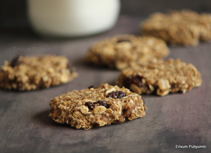 Erivum Puliyum Oatmeal Cookies (No Sugar & Butter) Chewy Cookies