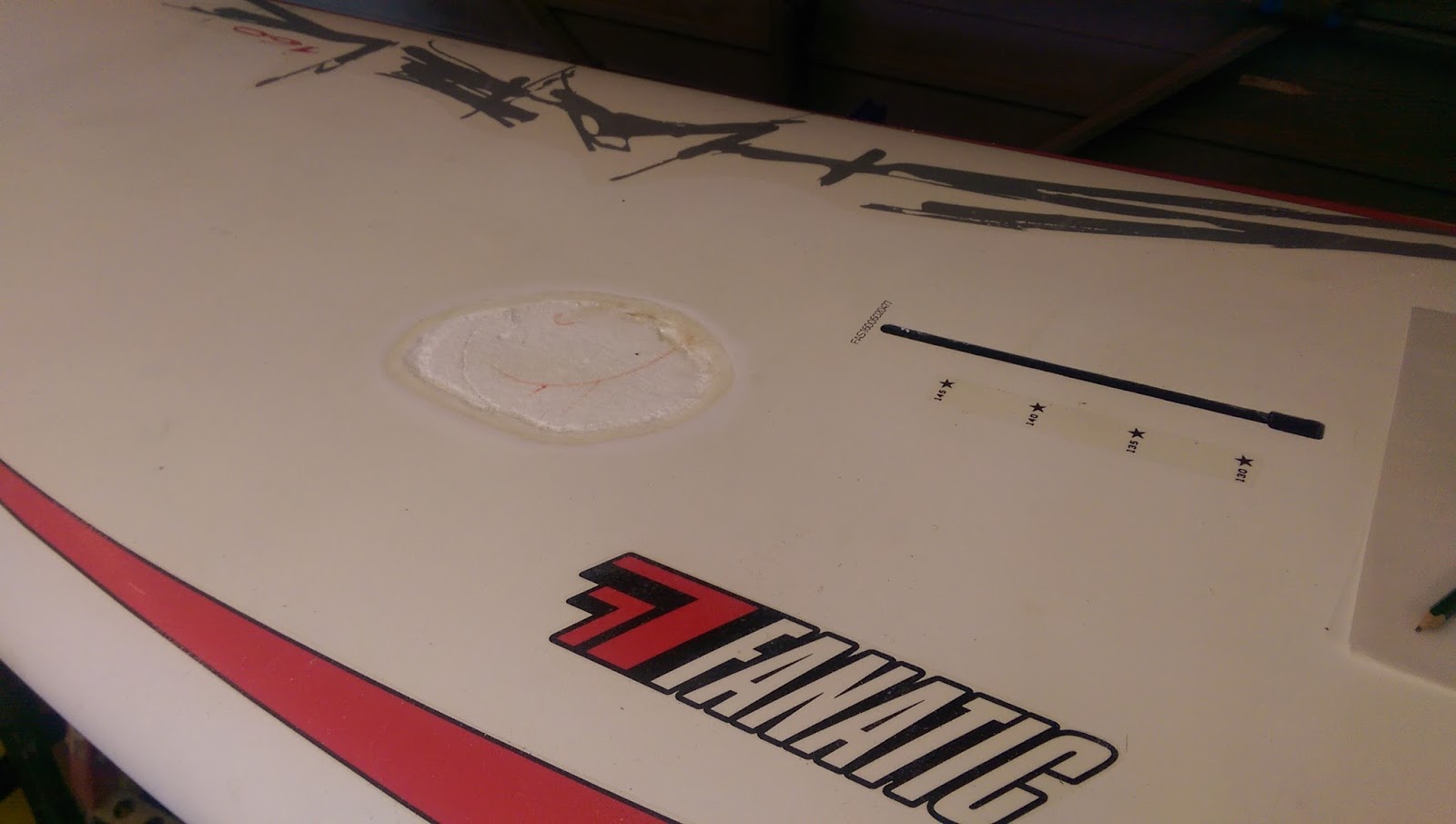 The Silver Windsurfer Fanatic Shark 160 windsurfing board repair