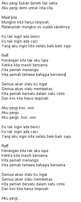 Lirik Lagu Aku Pergi Arsia Lirik