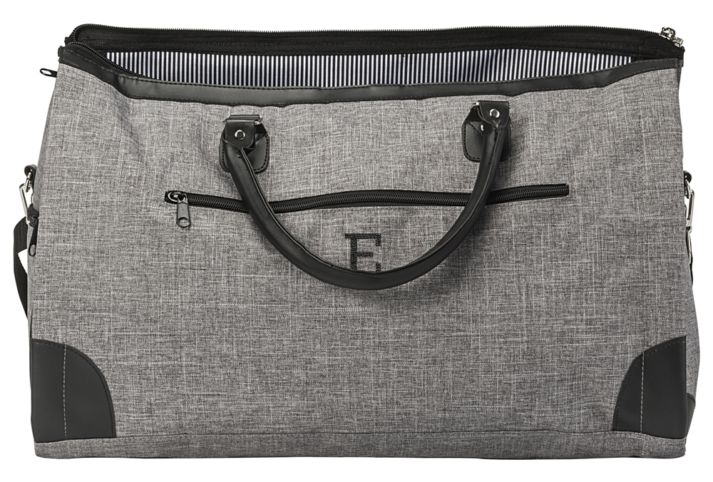 Personalized Gray Crosshatch Convertible Carry On Garment Bag