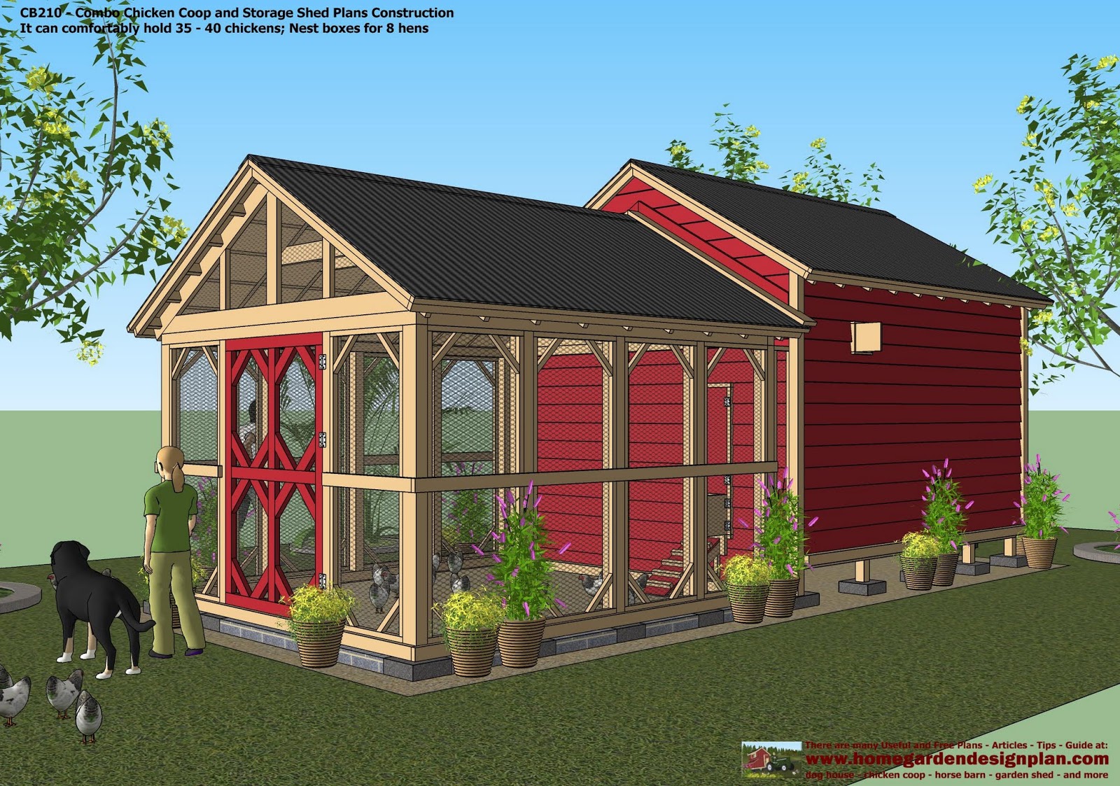 home garden plans: cb210 - combo plans - chicken coop