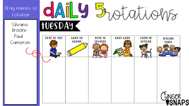 Ginger Snaps: Daily 5 Rotation Chart {Freebie}