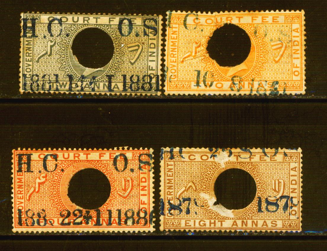 Heritage of India stamps site British India Queen Victoria ( QV ) High Court fees fiscal stamps