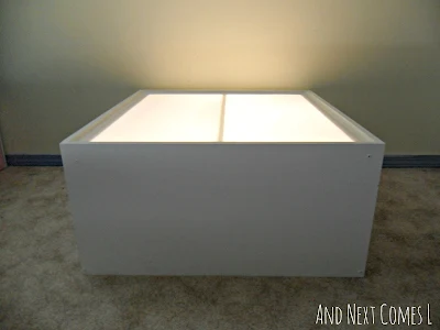 DIY light table tutorial (made from an old entertainment center) from And Next Comes L