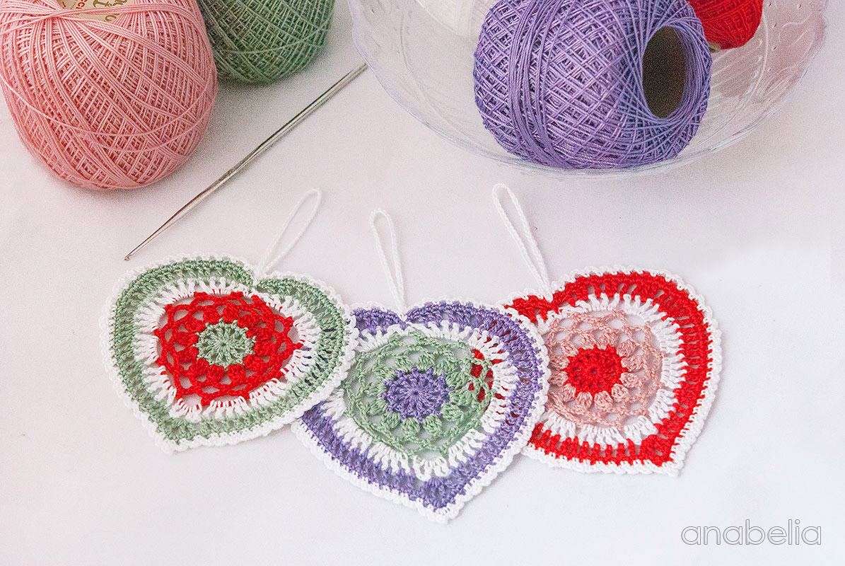 Fantasy crochet lace heart motif by Anabelia