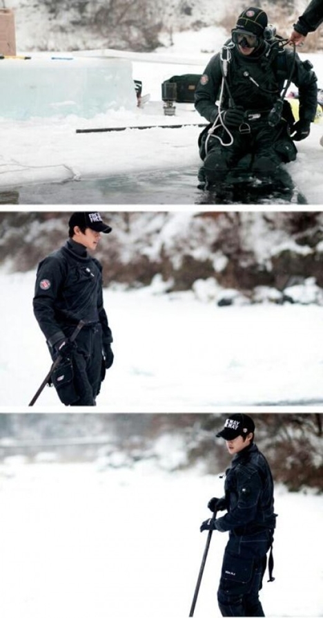 Ким Хен Чжун собирается в подводное плавание в середине зимы