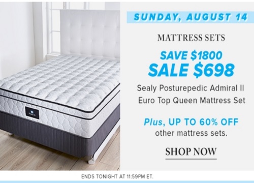 Hudson's Bay Deal of the Day Sealy Mattress Sets