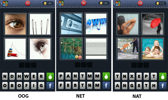 Apps voor Android of iPhone 4 plaatjes 1 woord 3 letter cheats