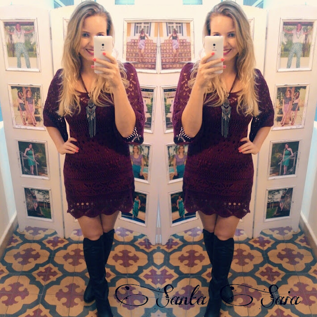 Vestido de tricot manga flare