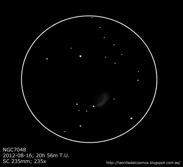 dibujo que hice de NGC7048 observada desde un cielo oscuro